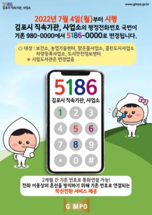 김포시청직속기관, 사업소 행정전화번호 국번 변경